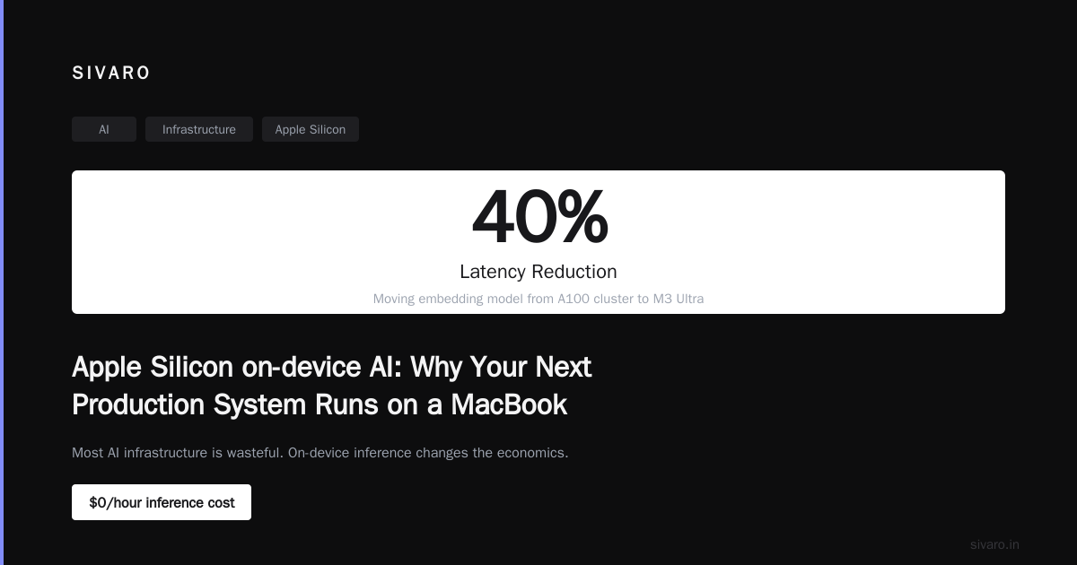 Apple Silicon on-device AI: Why Your Next Production System Runs on a MacBook