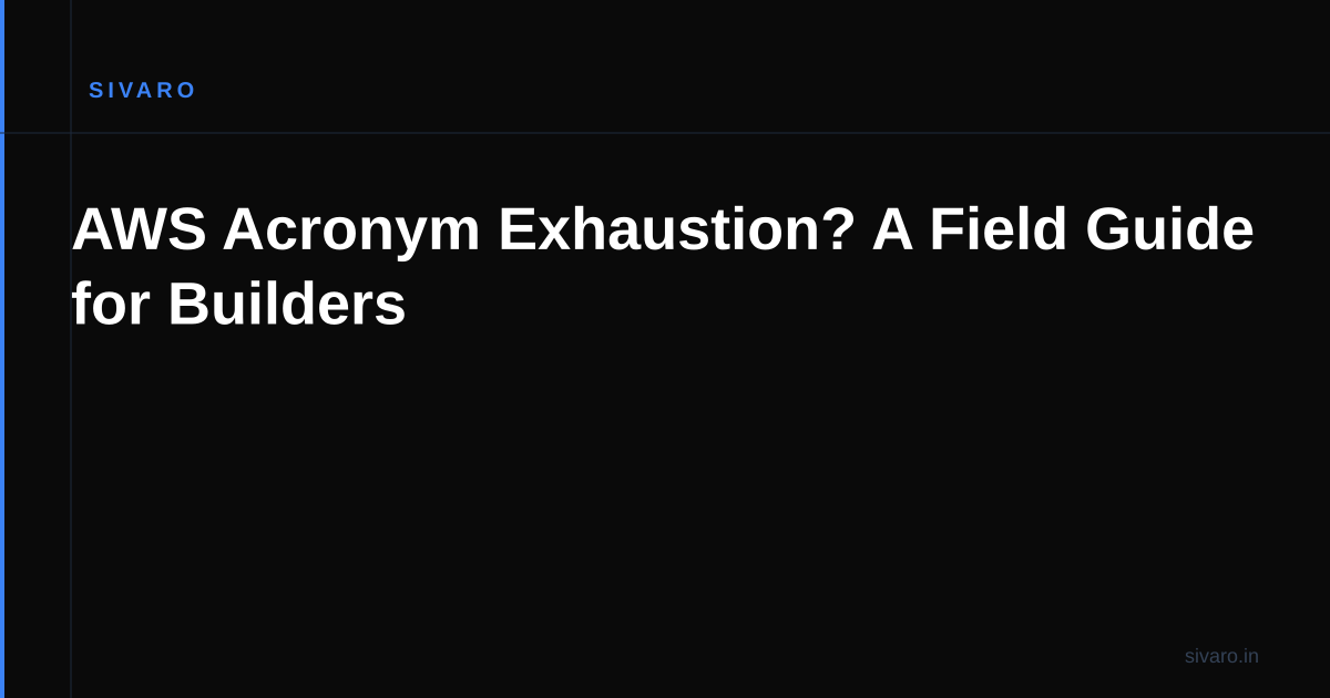 AWS Acronym Exhaustion? A Field Guide for Builders