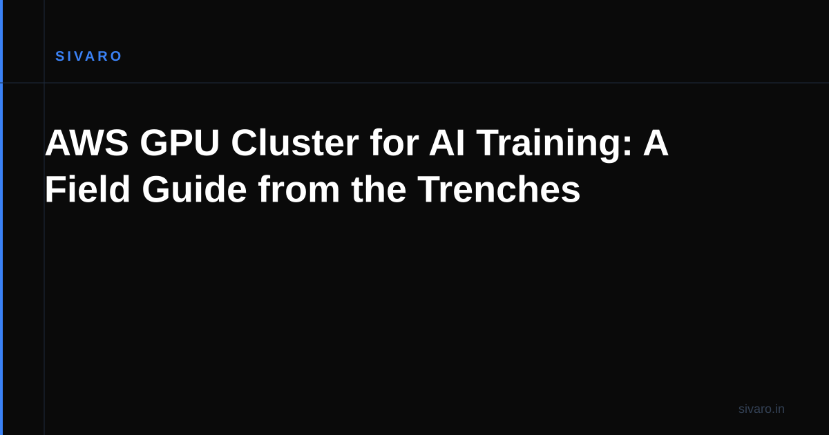 AWS GPU Cluster for AI Training: A Field Guide from the Trenches
