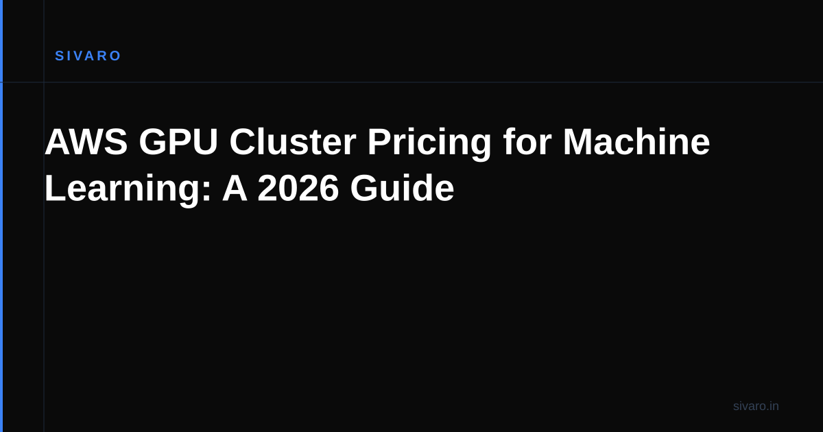 AWS GPU Cluster Pricing for Machine Learning: A 2026 Guide
