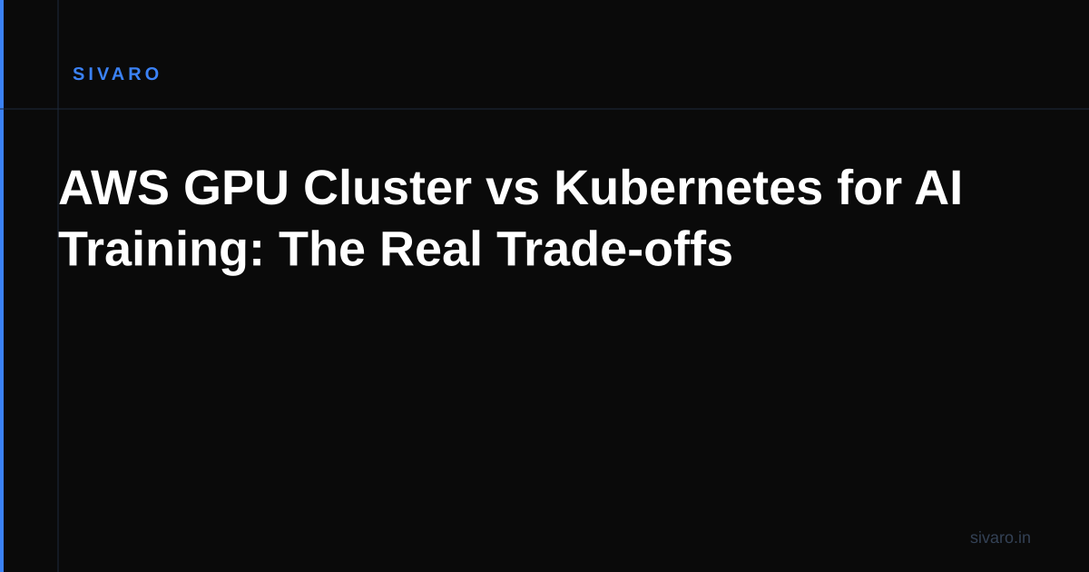 AWS GPU Cluster vs Kubernetes for AI Training: The Real Trade-offs