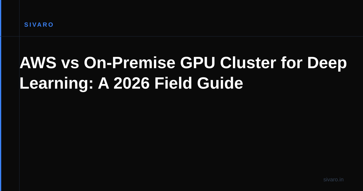 AWS vs On-Premise GPU Cluster for Deep Learning: A 2026 Field Guide