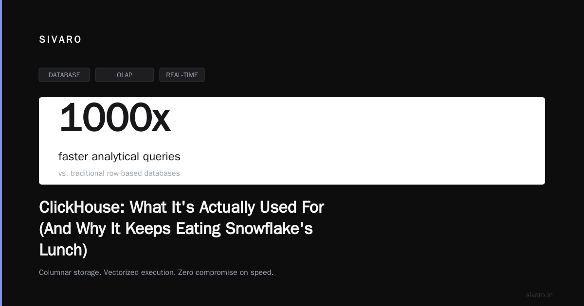 ClickHouse: What It's Actually Used For (And Why It Keeps Eating Snowflake's Lunch)