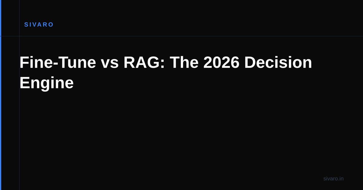 Fine-Tune vs RAG: The 2026 Decision Engine