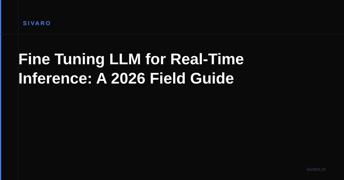 Fine Tuning LLM for Real-Time Inference: A 2026 Field Guide
