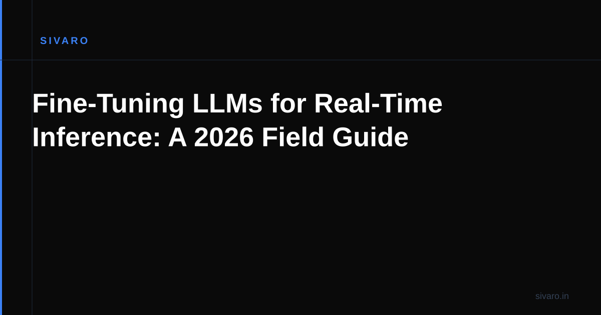 Fine-Tuning LLMs for Real-Time Inference: A 2026 Field Guide