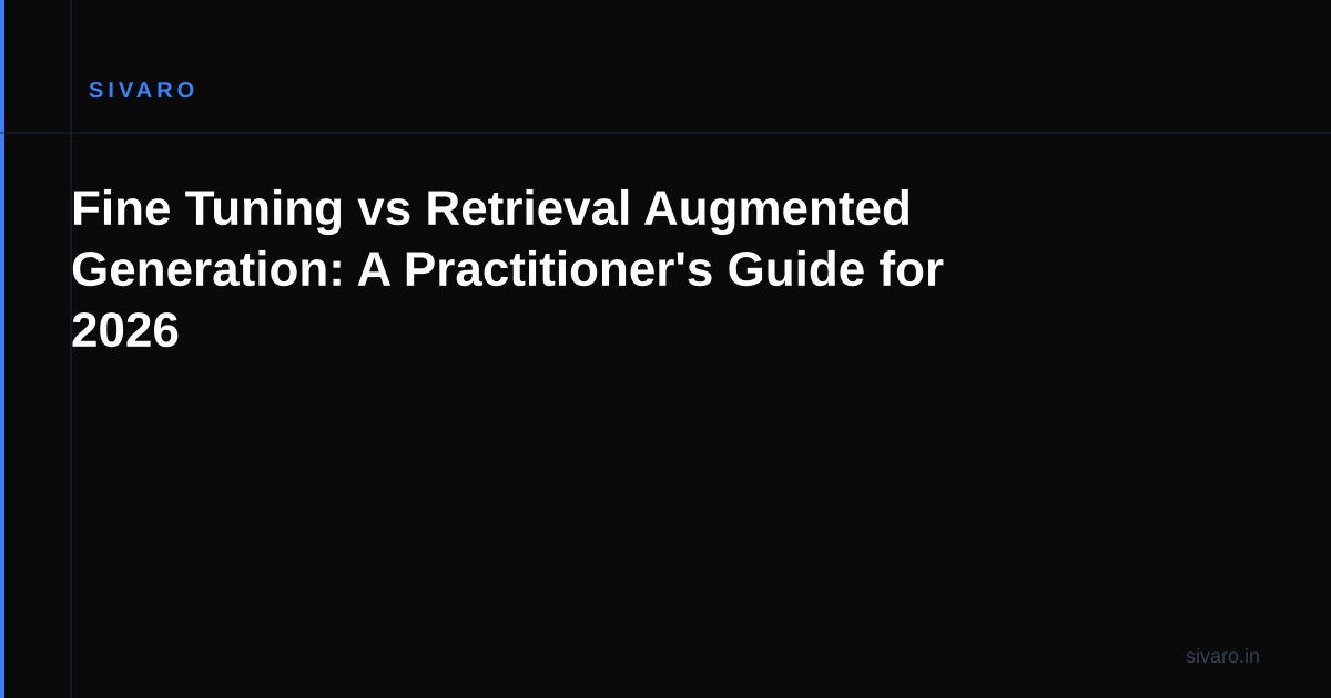 Fine Tuning vs Retrieval Augmented Generation: A Practitioner's Guide for 2026