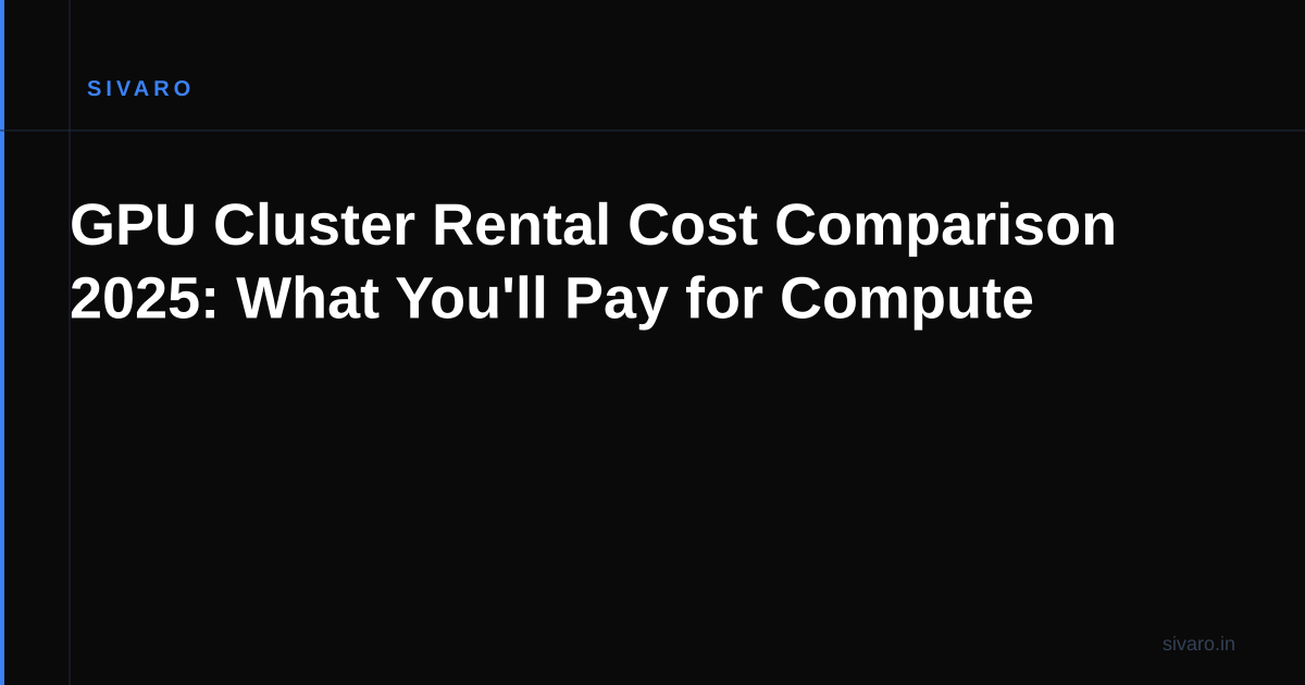 GPU Cluster Rental Cost Comparison 2025: What You'll Pay for Compute