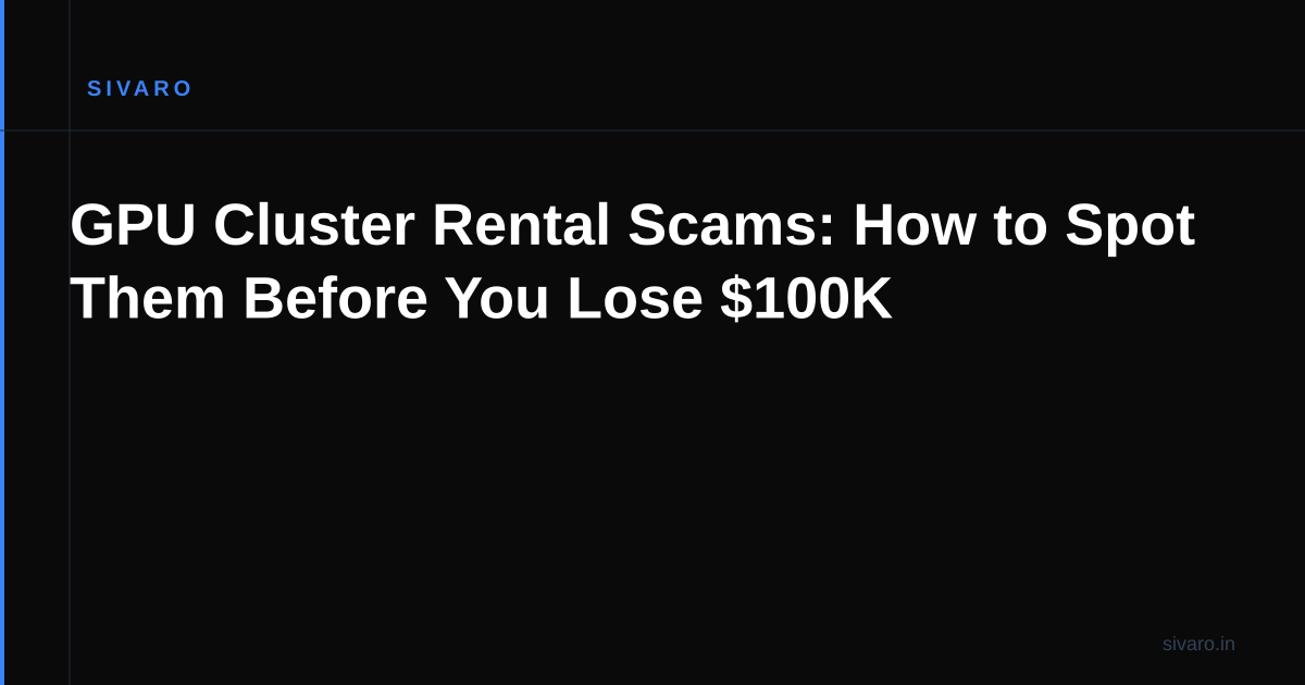 GPU Cluster Rental Scams: How to Spot Them Before You Lose $100K