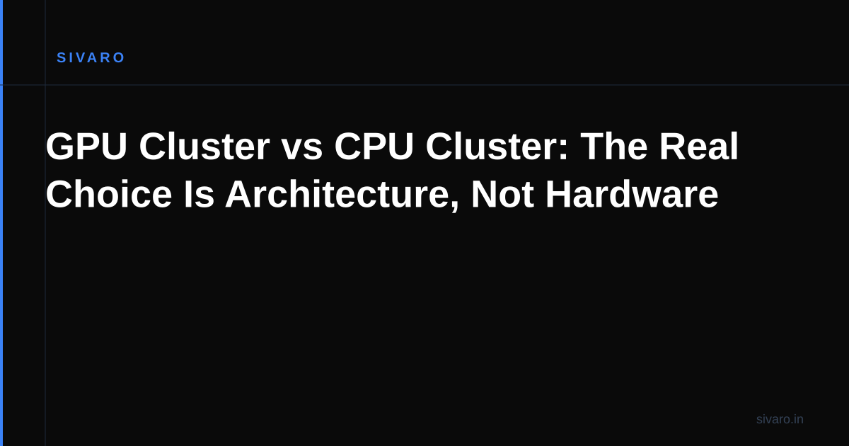 GPU Cluster vs CPU Cluster: The Real Choice Is Architecture, Not Hardware