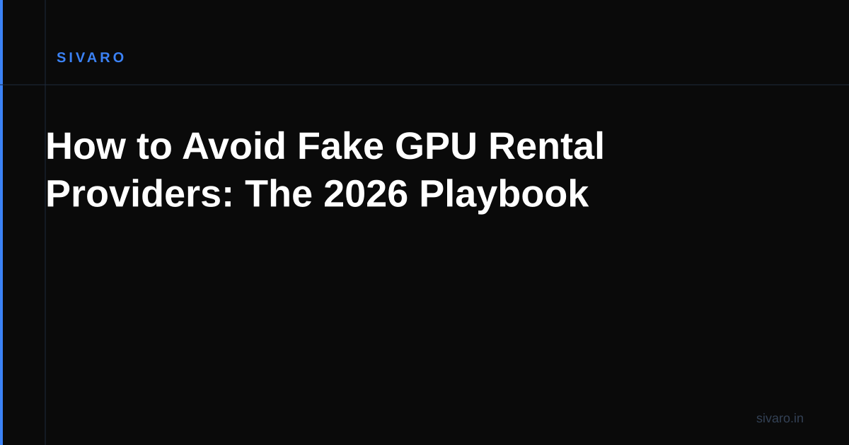 How to Avoid Fake GPU Rental Providers: The 2026 Playbook