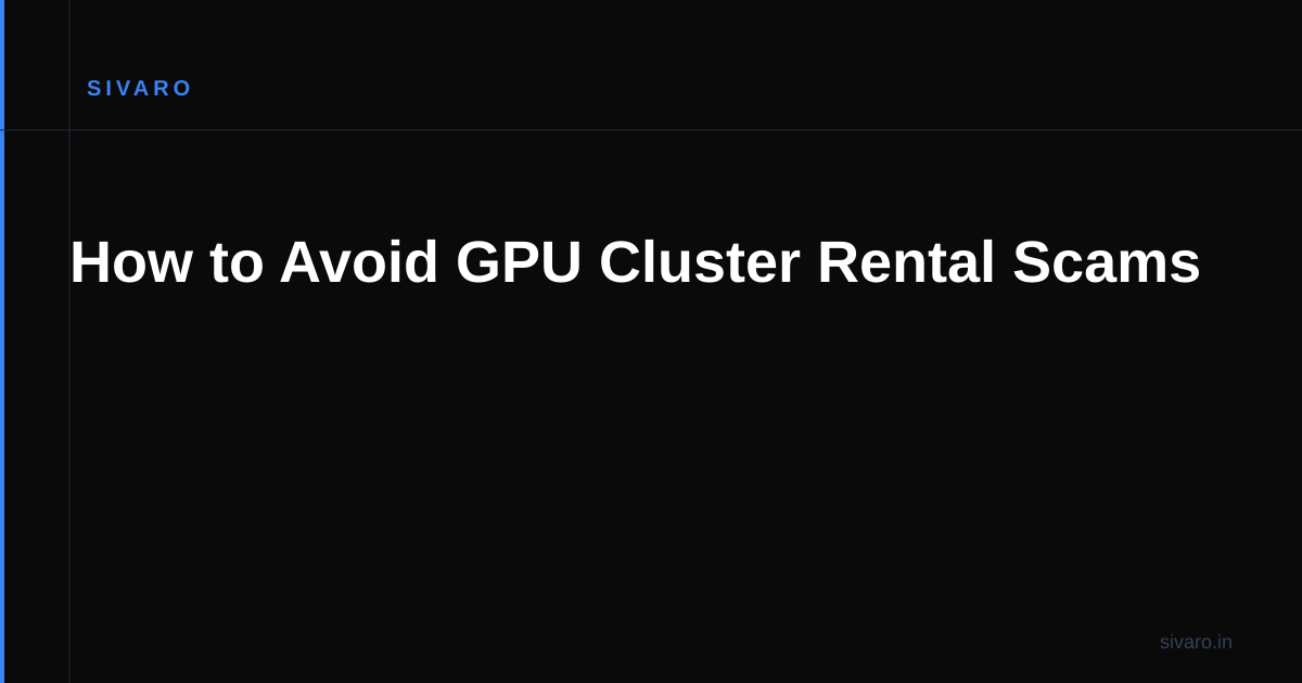 How to Avoid GPU Cluster Rental Scams
