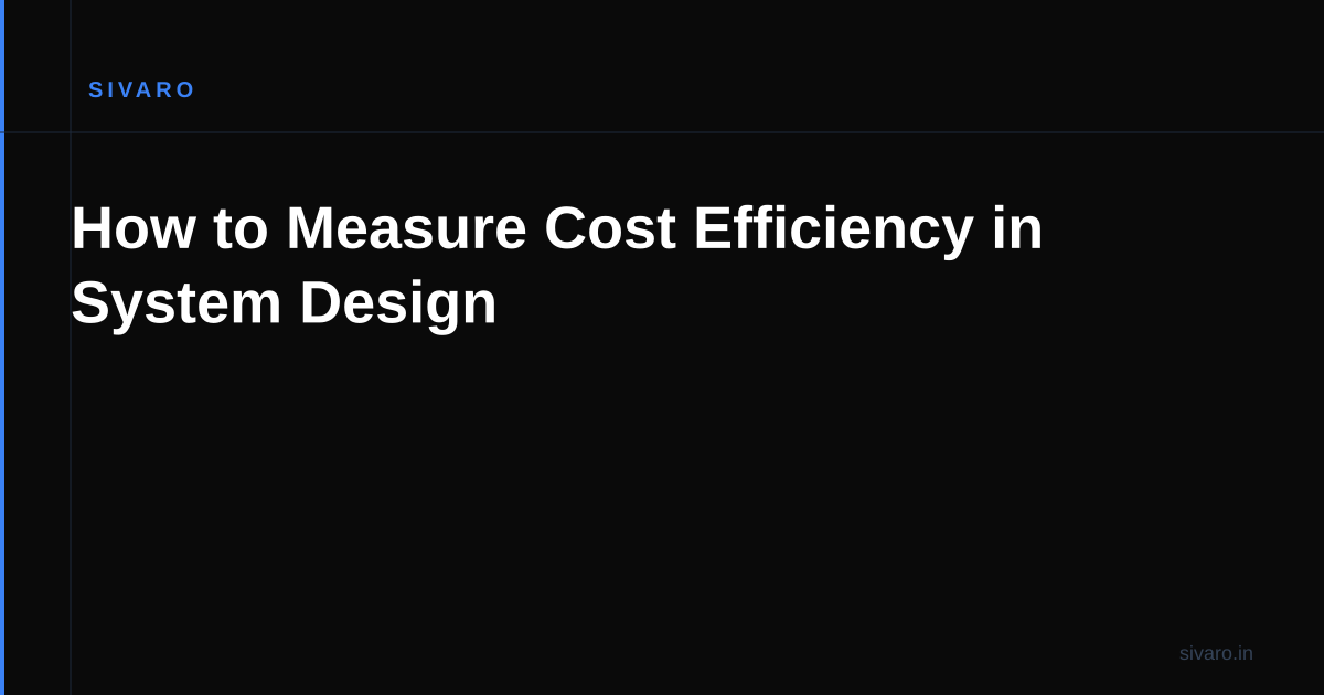 How to Measure Cost Efficiency in System Design