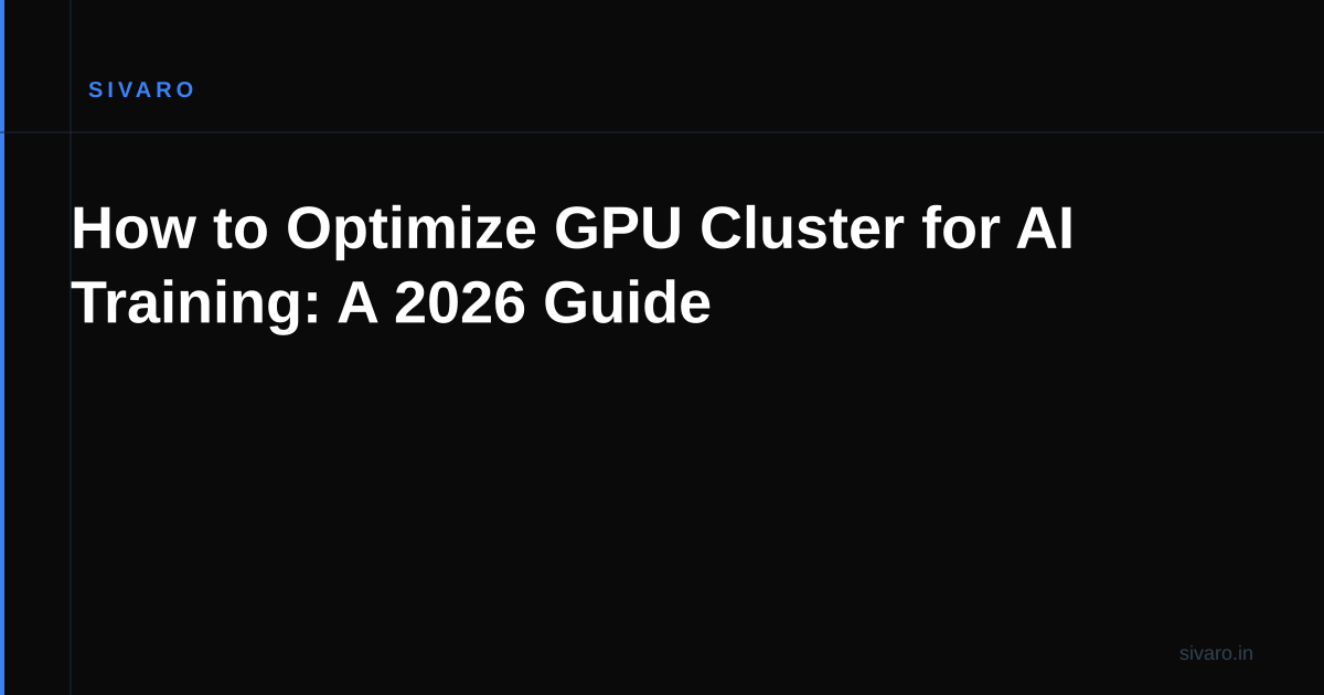How to Optimize GPU Cluster for AI Training: A 2026 Guide
