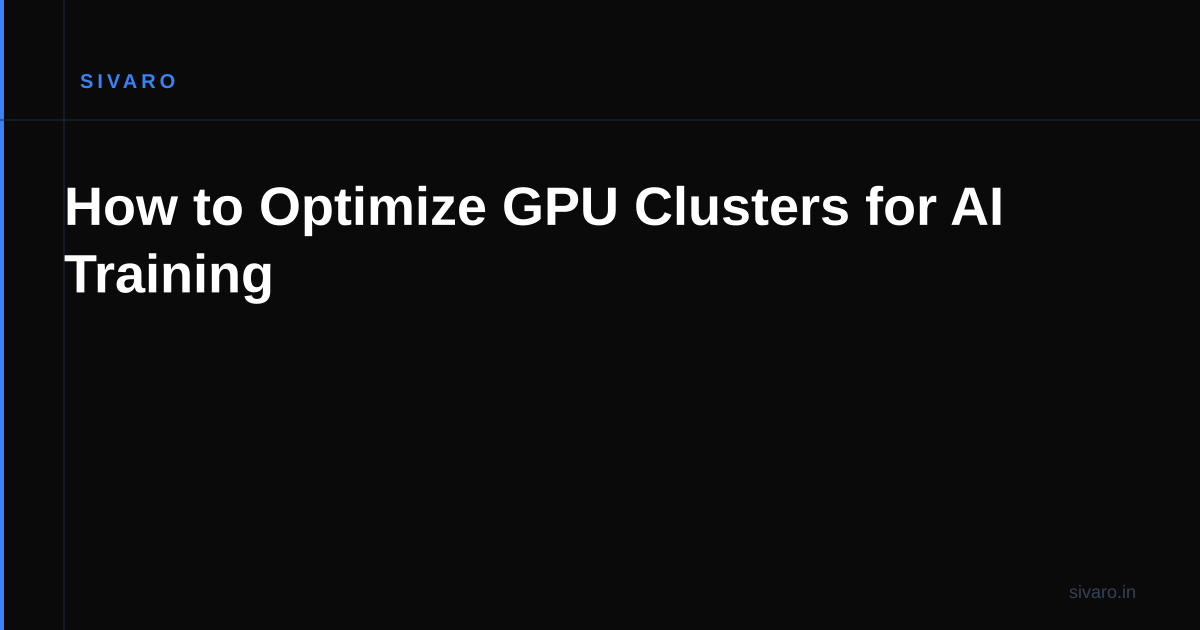 How to Optimize GPU Clusters for AI Training