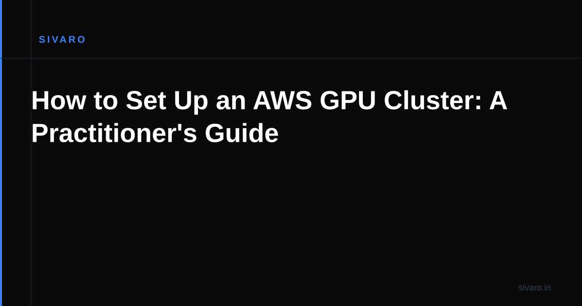 How to Set Up an AWS GPU Cluster: A Practitioner's Guide
