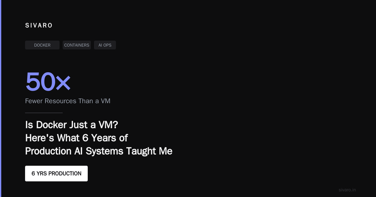 Is Docker Just a VM? Here's What 6 Years of Production AI Systems Taught Me