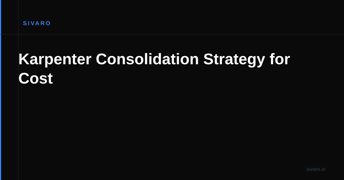 Karpenter Consolidation Strategy for Cost
