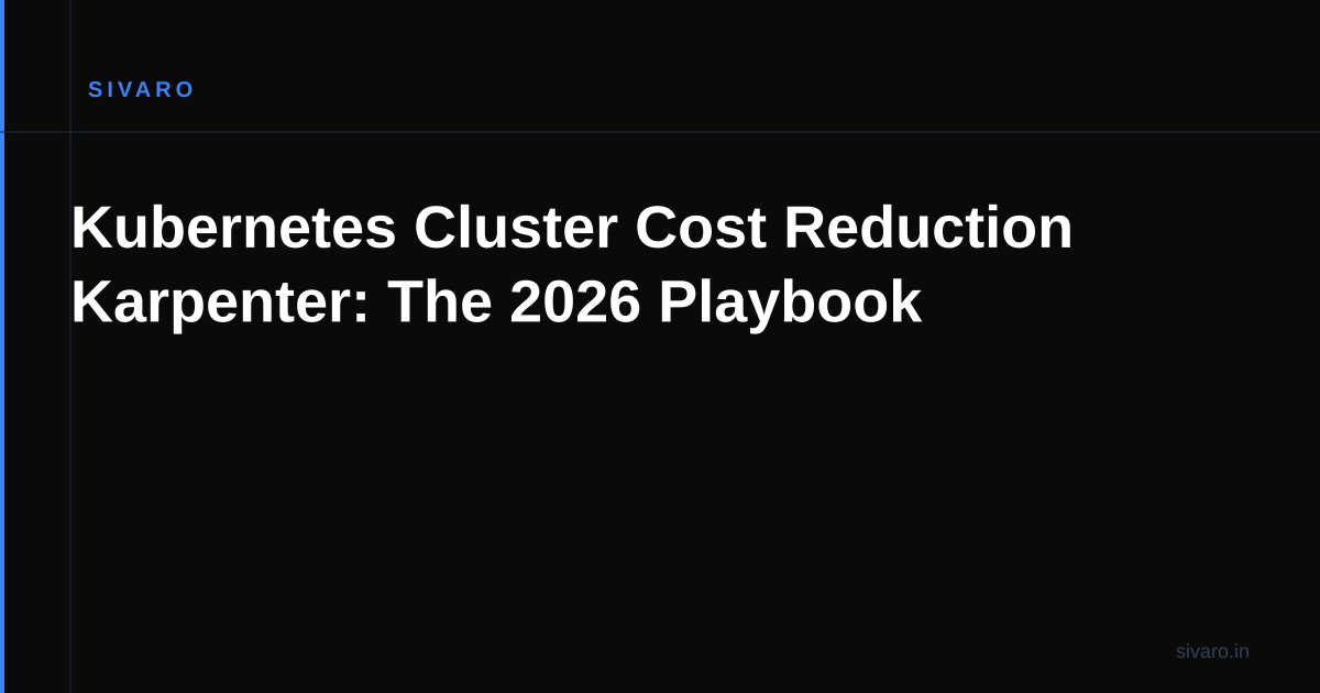 Kubernetes Cluster Cost Reduction Karpenter: The 2026 Playbook