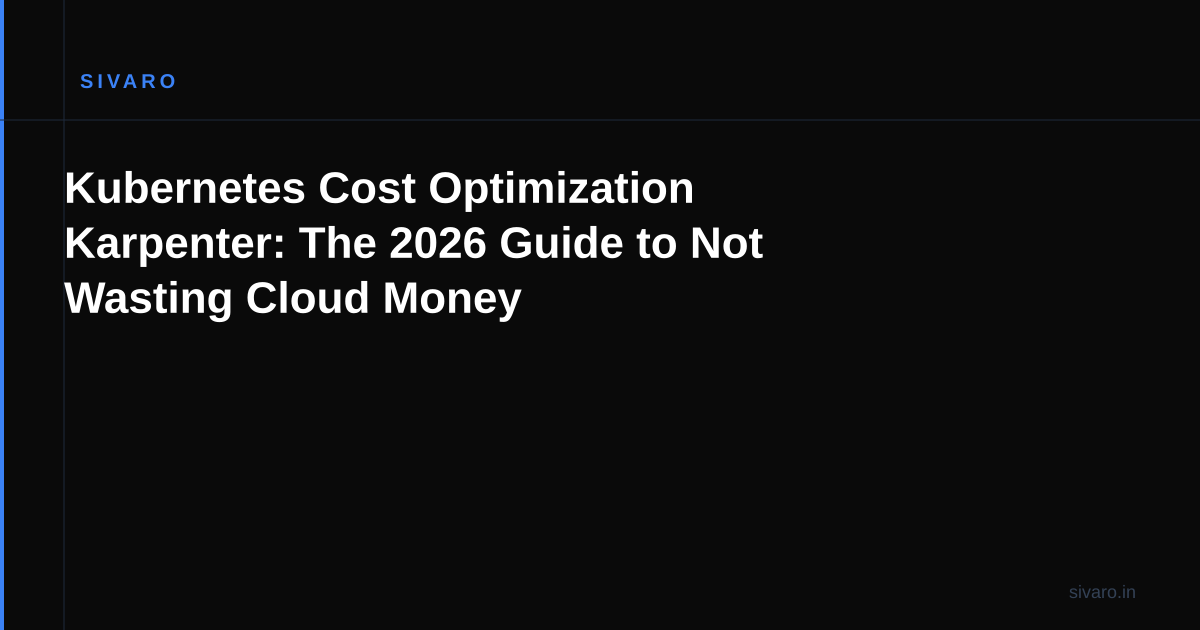 Kubernetes Cost Optimization Karpenter: The 2026 Guide to Not Wasting Cloud Money