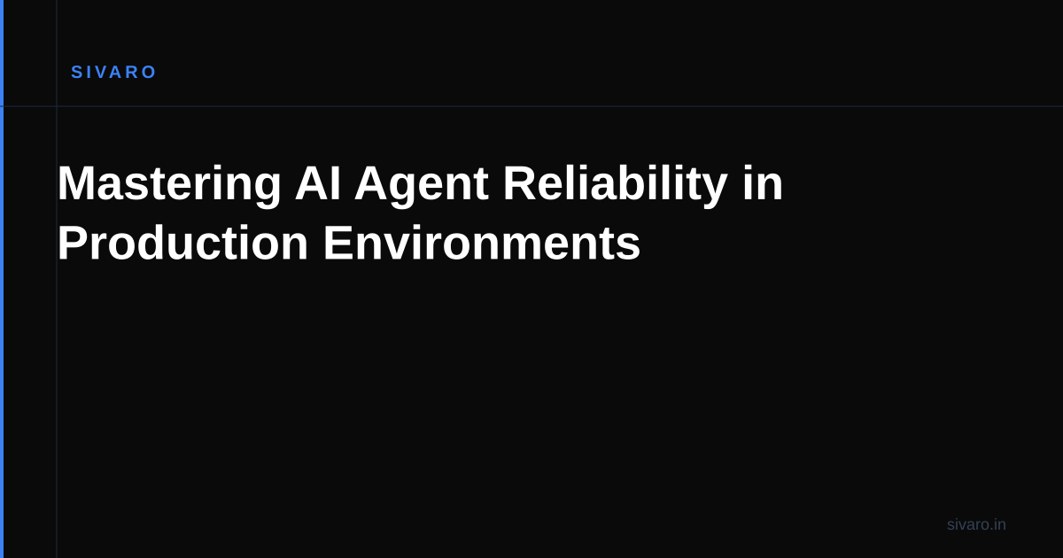 Mastering AI Agent Reliability in Production Environments