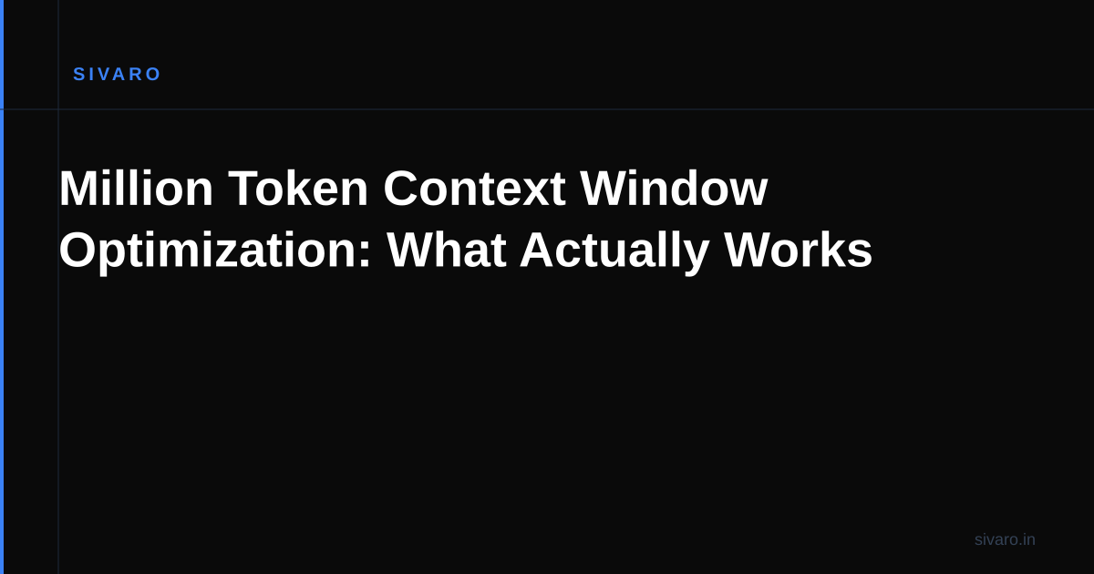 Million Token Context Window Optimization: What Actually Works
