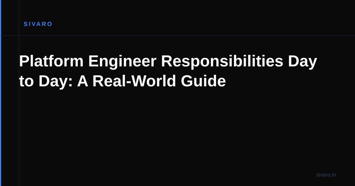 Platform Engineer Responsibilities Day to Day: A Real-World Guide