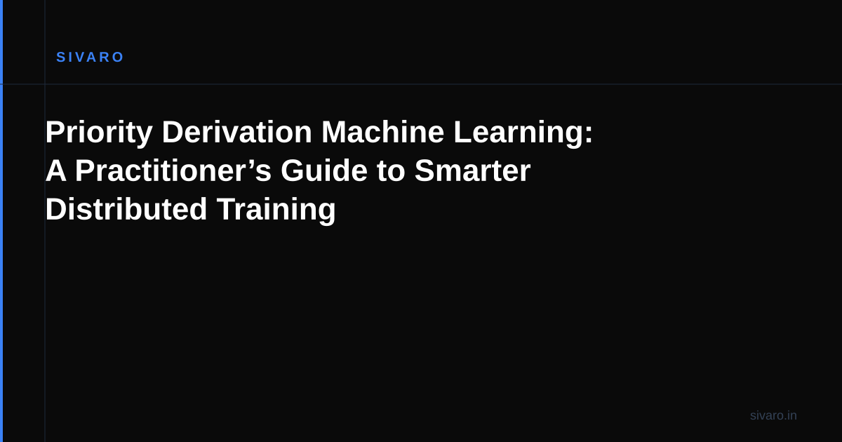 Priority Derivation Machine Learning: A Practitioner’s Guide to Smarter Distributed Training