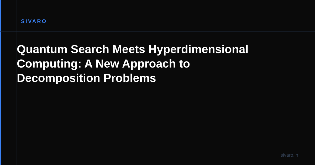 Quantum Search Meets Hyperdimensional Computing: A New Approach to Decomposition Problems