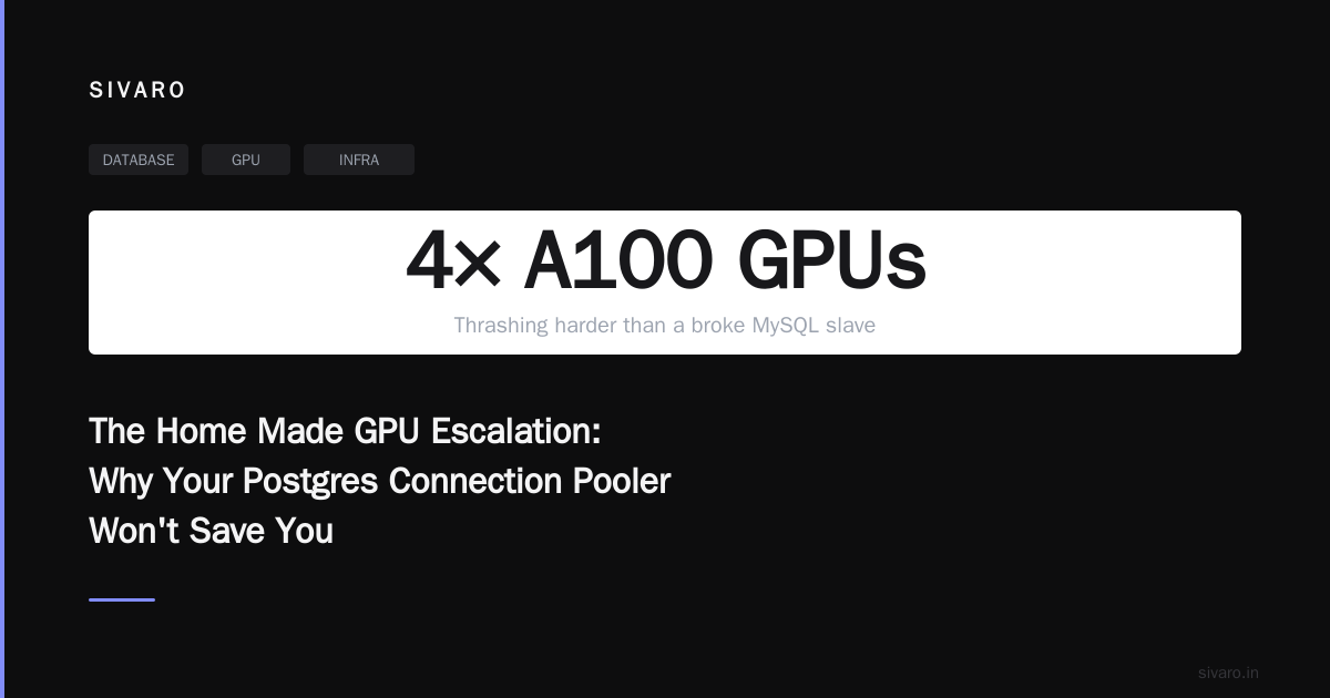 The Home Made GPU Escalation: Why Your Postgres Connection Pooler Won't Save You