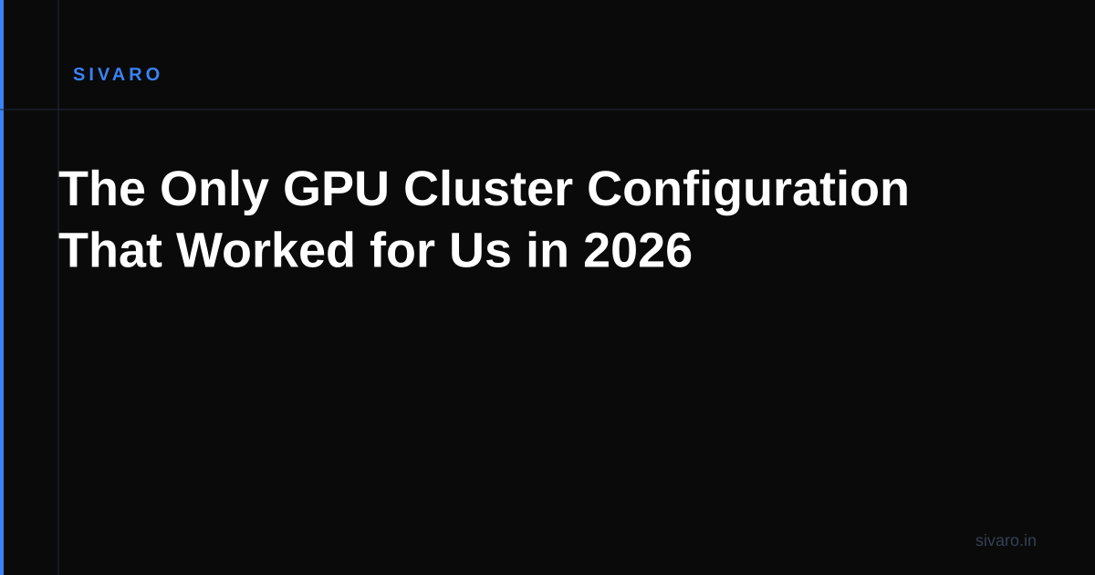 The Only GPU Cluster Configuration That Worked for Us in 2026