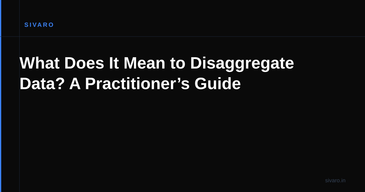 What Does It Mean to Disaggregate Data? A Practitioner’s Guide