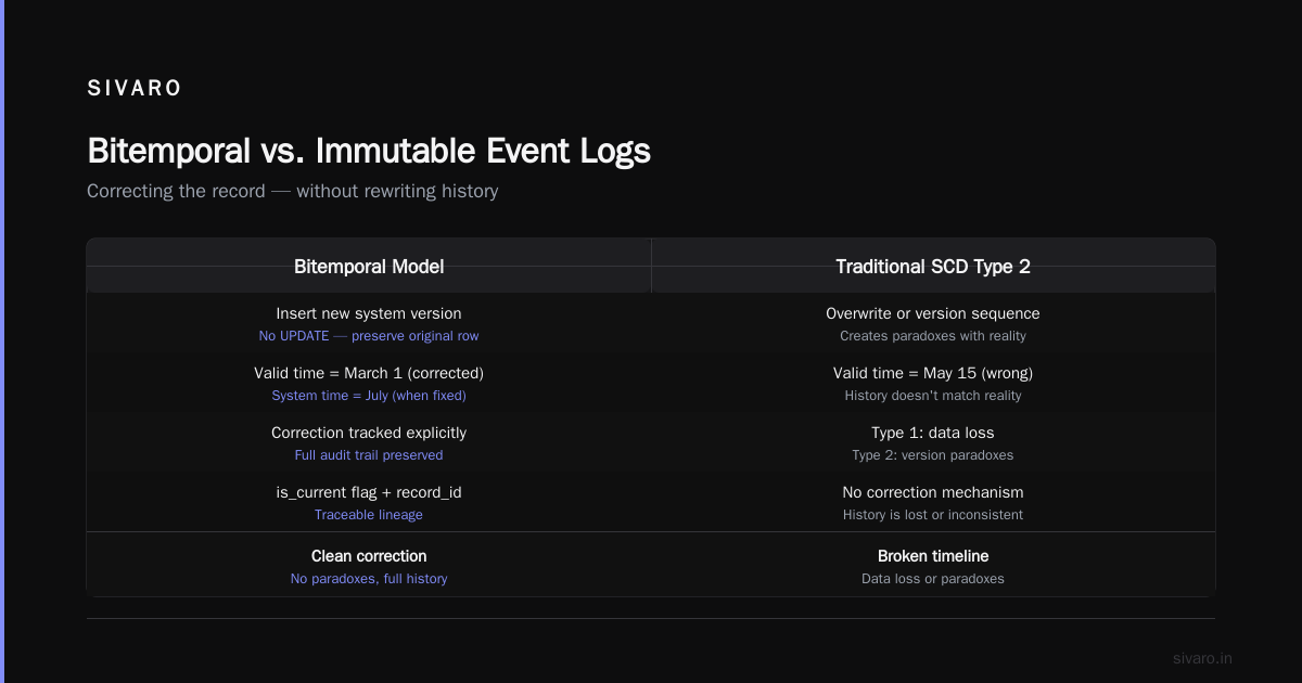 Bitemporal vs. Immutable Event Logs