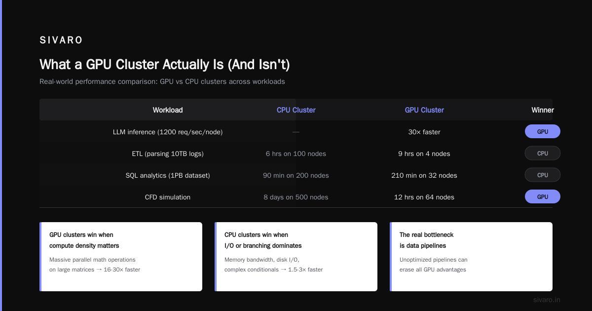 GPU Cluster vs CPU Cluster: The Real-World Guide for Engineers Building AI Infrastructure
