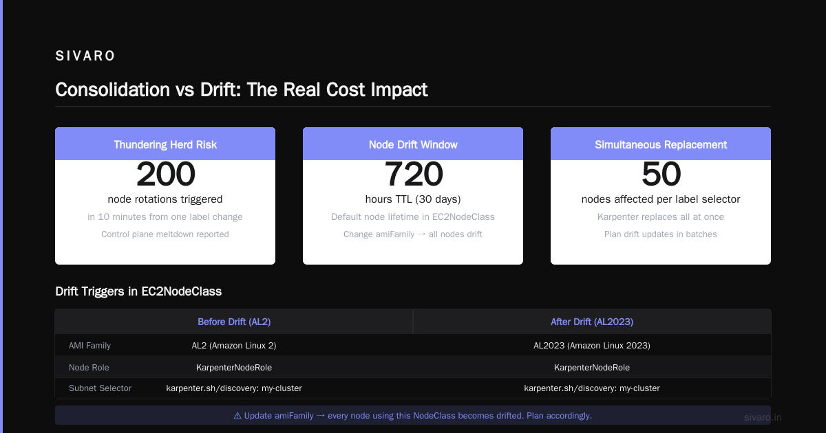 Karpenter Consolidation vs Drift: The Two Mechanisms That Will Eat Your Cloud Bill